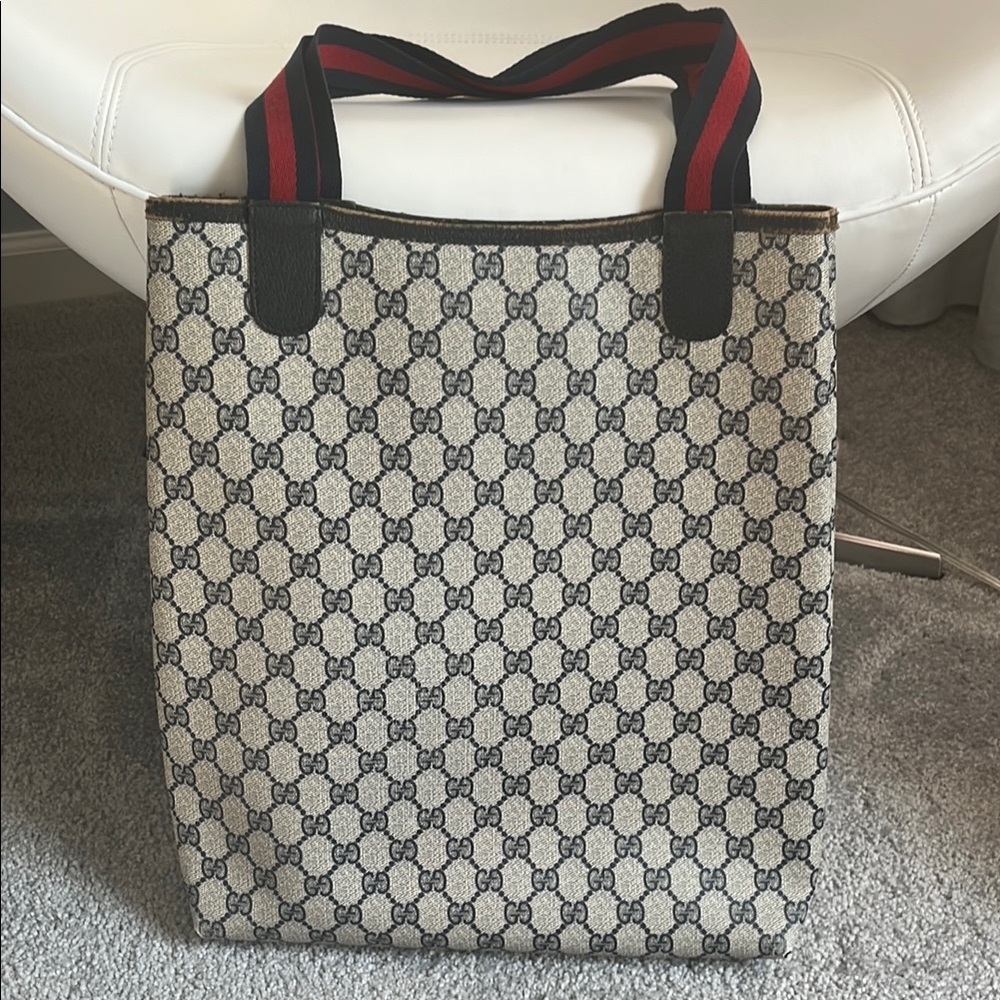 Gucci Navy and Tan Tote - Picture 3 of 12